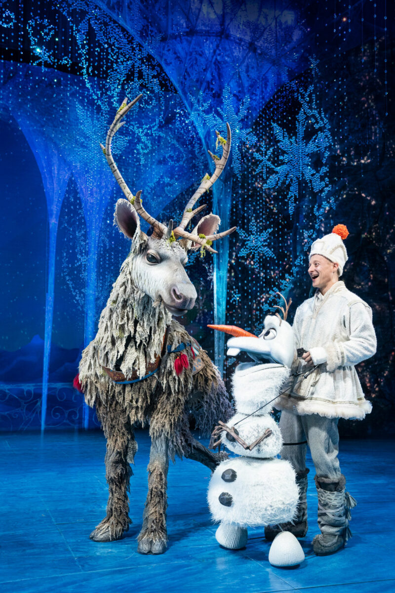 Collin Baja as Sven and Jeremy Davis as Olaf. Frozen North American Tour. Photo by Matthew Murphy. ©Disney